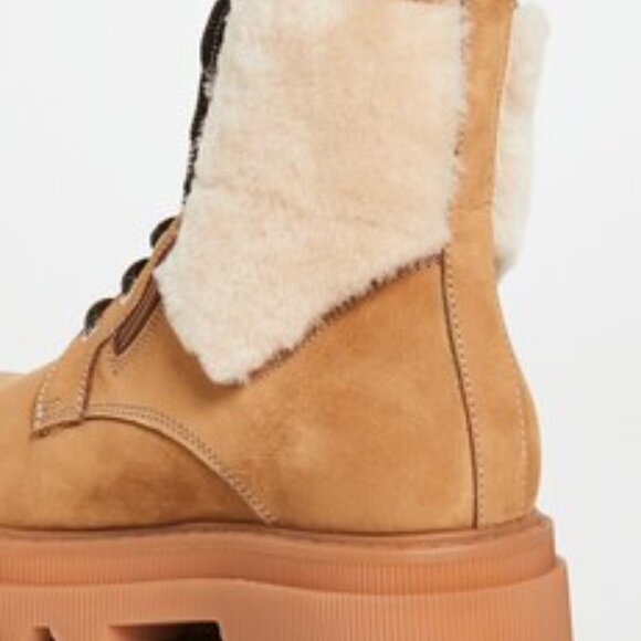 NEW VOILE BLANCHE Cleofe Shearling Lined Leather Booties beige for women 1061tn - Picture 4 of 7